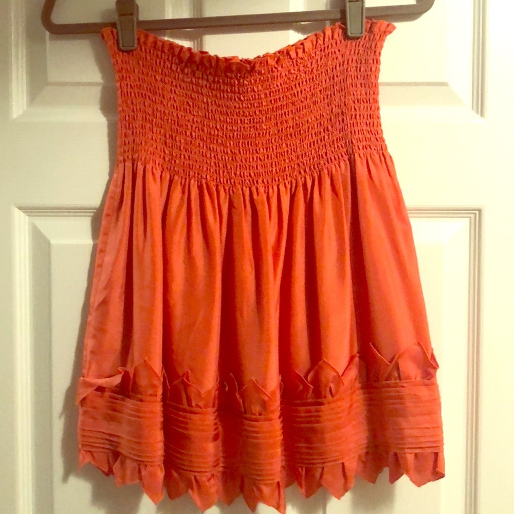 BCBG coral silk tube top